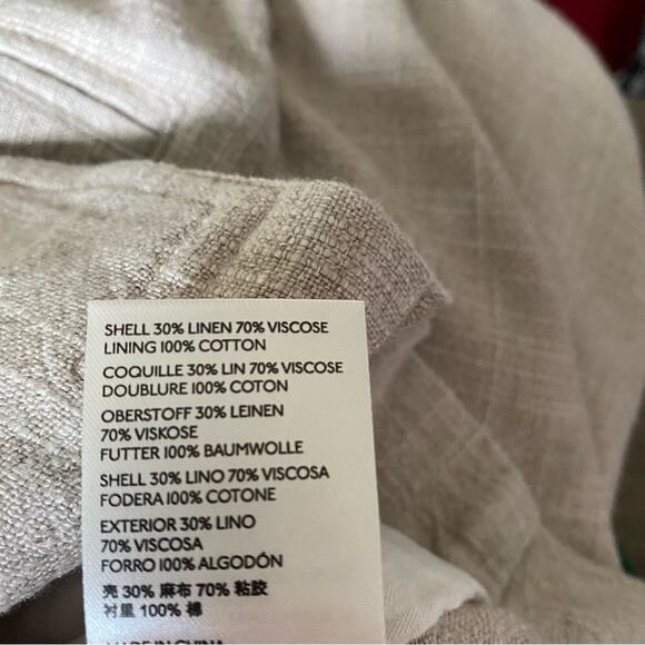 Free People Crosby Tan Marzipan Linen Blend Menswear Blazer NWTs small - Picture 7 of 9